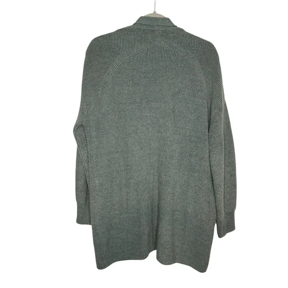 Lululemon Merino Wool Blend Ribbed Long Wrap Sweater Heathered Medium Forest Siz
